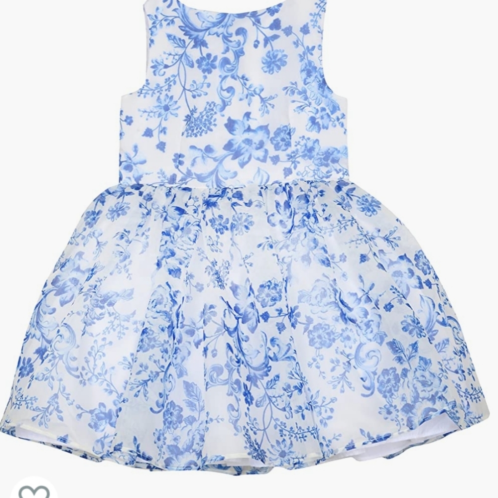 Blue and white floral kids dress